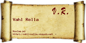 Vahl Rella névjegykártya